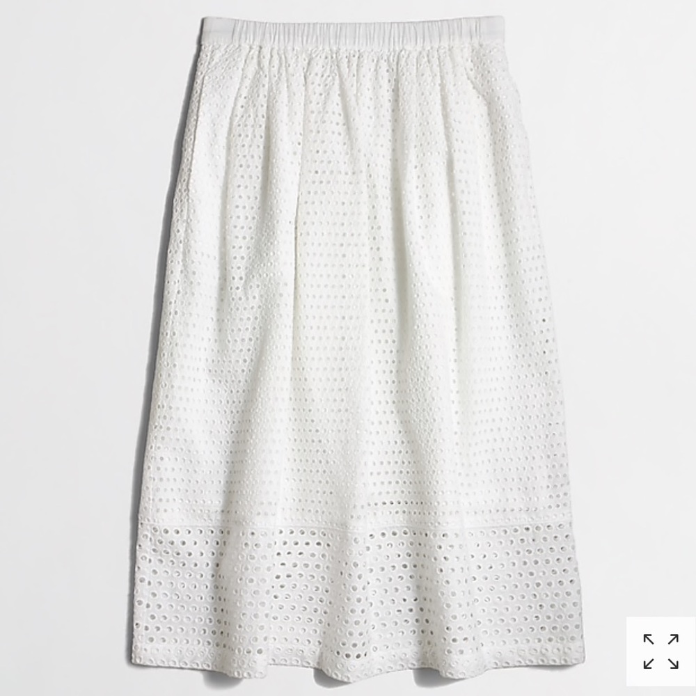 💜J. Crew eyelet skirt knit white skirt lined 2P